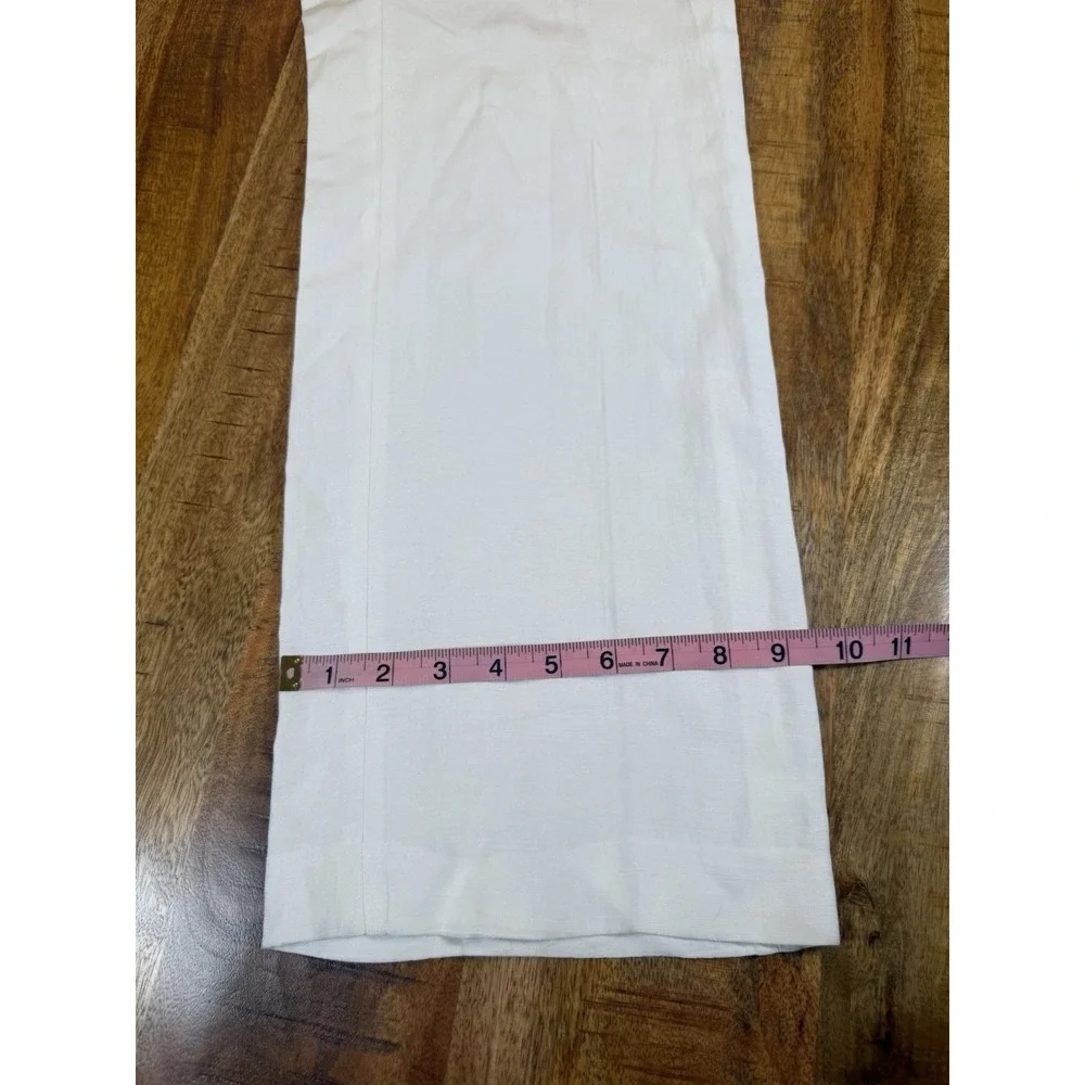 Aritzia Babaton Agency Linen Pants Womens 4 White High Rise Straight Leg